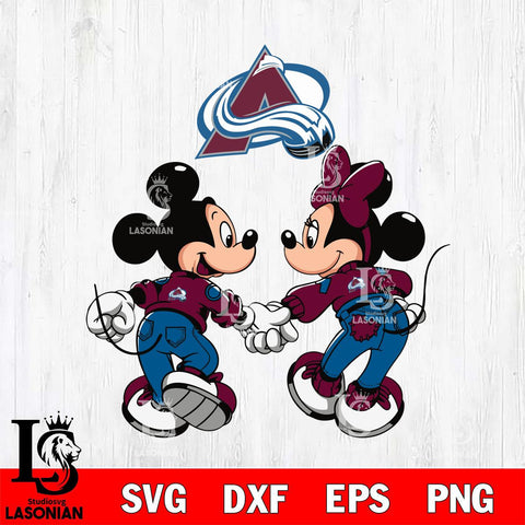 Colorado Avalanche Fan Minnie And Mickey Love Svg Eps Dxf Png File, Digital Download, Instant Download