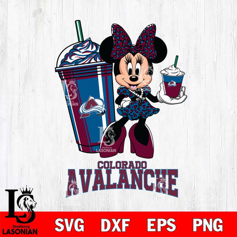 Colorado Avalanche Minnie Mouse Fan And Coffee Svg Eps Dxf Png File, Digital Download, Instant Download