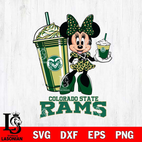 Colorado State Rams Minnie Mouse Fan And Coffee Svg Eps Dxf Png File, Digital Download, Instant Download