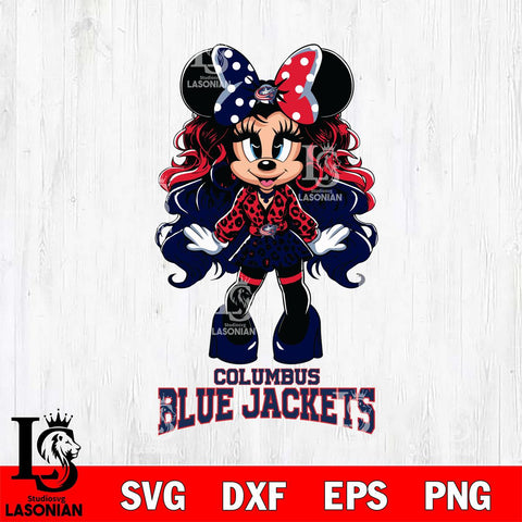 Columbus Blue Jackets Beauty Minnie Mouse Svg Eps Dxf Png File, Digital Download, Instant Download