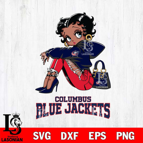 Columbus Blue Jackets Betty Boop Black Fan Girl Svg Eps Dxf Png File, Digital Download, Instant Download