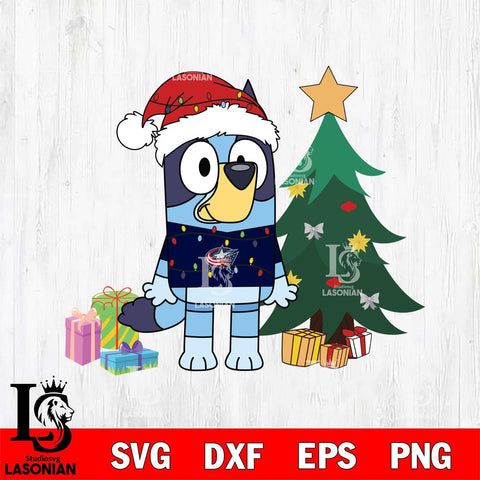 Columbus Blue Jackets Bluey Tree Christmas Svg Eps Dxf Png File, Digital Download, Instant Download