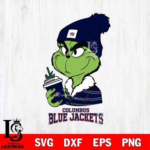 Columbus Blue Jackets Boujee Grinch Christmas Cut Files, Cricut,Christmas Svg Dxf Eps Png file , Digital Download