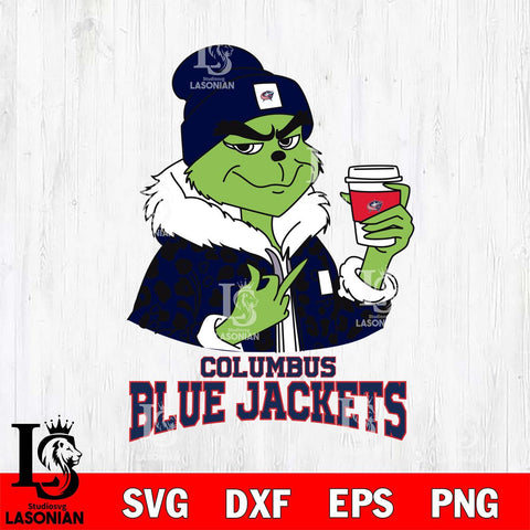 Columbus Blue Jackets Boujee Grinch Leopard Christmas Cut Files, Cricut,Christmas Svg Dxf Eps Png file , Digital Download