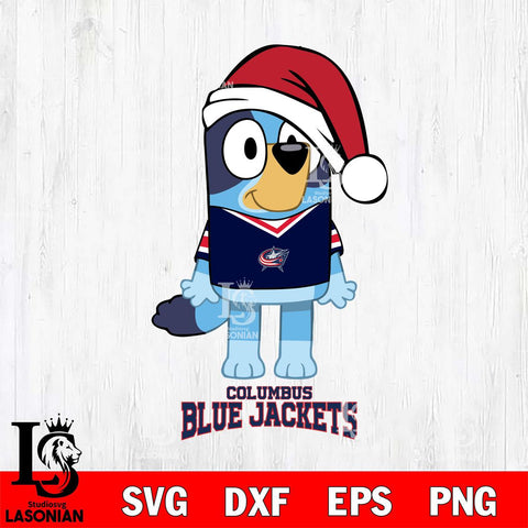 Columbus Blue Jackets Christmas Bluey Sport Svg, Christmas Svg , NHL svg , Digital Download, dxf eps png pdf file