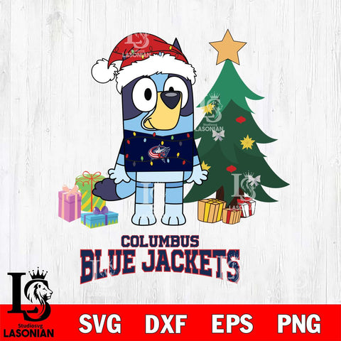 Columbus Blue Jackets Christmas Bluey Tree Sport Svg, Christmas Svg , NHL svg , Digital Download, dxf eps png pdf file