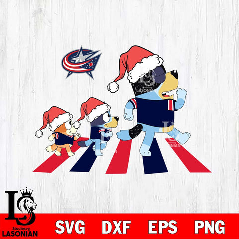 Columbus Blue Jackets Family Bluey Walking Christmas Svg Eps Dxf Png File, Digital Download, Instant Download