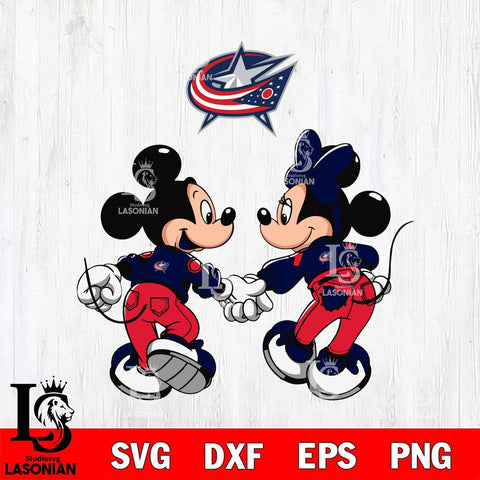 Columbus Blue Jackets Fan Minnie And Mickey Love Svg Eps Dxf Png File, Digital Download, Instant Download