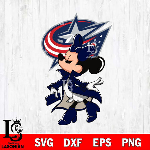 Columbus Blue Jackets Glamorous Minnie Svg Eps Dxf Png File, Digital Download, Instant Download