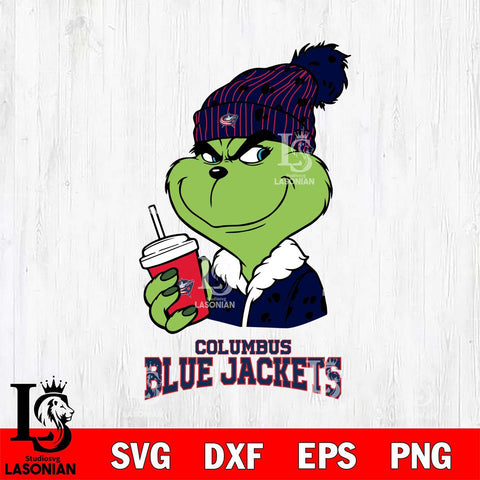 Columbus Blue Jackets Grinch Cofffe Christmas Cut Files, Cricut,Christmas Svg Dxf Eps Png file , Digital Download