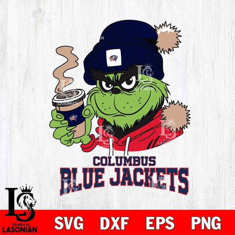 Columbus Blue Jackets Grinch Cofffe Hoodie Cut Files, Cricut,Christmas Svg Dxf Eps Png file , Digital Download