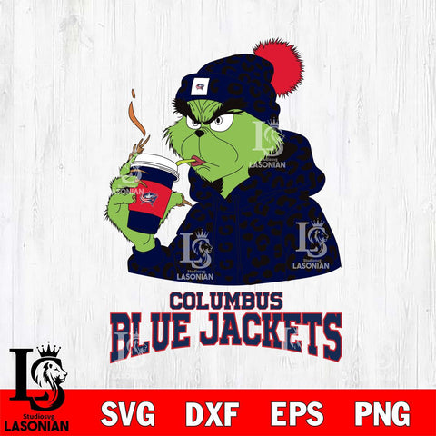 Columbus Blue Jackets Grinch Leopard Christmas Cut Files, Cricut,Christmas Svg Dxf Eps Png file , Digital Download