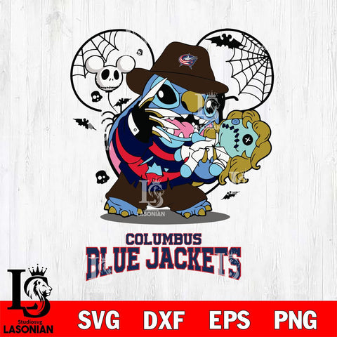 Columbus Blue Jackets Stitch Freddy Krueger Halloween Svg Eps Dxf Png File, Digital Download, Instant Download