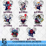 Columbus Blue Jackets Stitch Halloween Bundle 8 SVG Svg Eps Dxf Png File, Digital Download, Instant Download