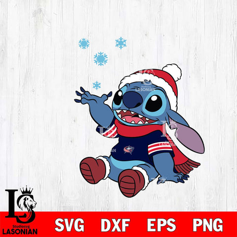 Columbus Blue Jackets Stitch Wearing Winter Scarf Svg Eps Dxf Png File, Digital Download, Instant Download