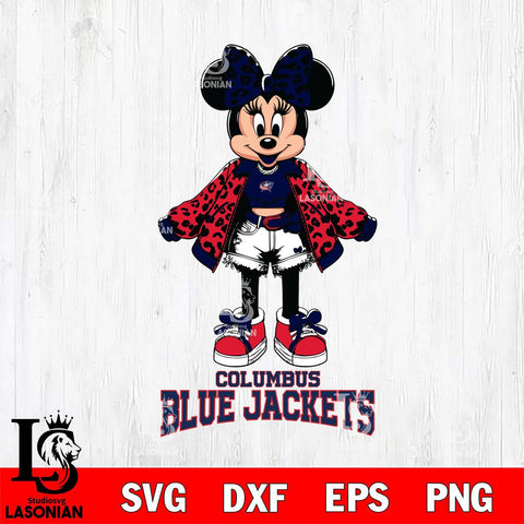 Columbus Blue Jackets Style Minnie Disney Svg Eps Dxf Png File, Digital Download, Instant Download