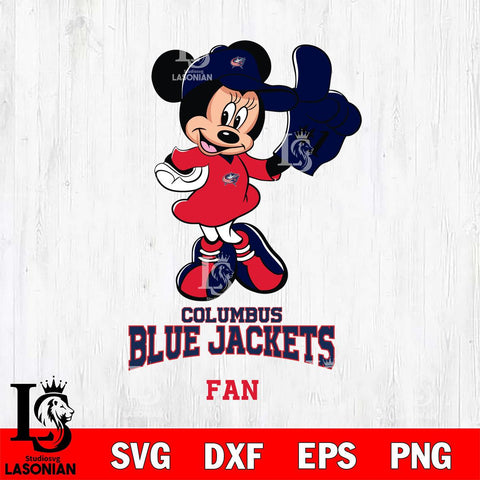 Columbus Blue Jackets #1 Fan Minnie Mouse Svg Eps Dxf Png File, Digital Download, Instant Download