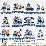 Dallas Cowboys Bluey & Bingo Bundle 12 SVG Eps Dxf Png File, Bundle NFL svg, Digital Download, Instant Download