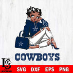 Dallas Cowboys Awesome Black Fan Girl Betty Boop Svg Eps Dxf Png File, Digital Download, Instant Download