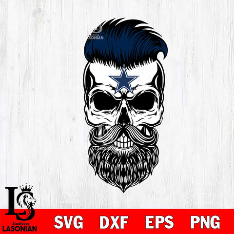 Dallas Cowboys Badass Beard Skull SVG