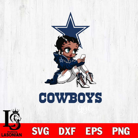 Dallas Cowboys Beauty Black Fan Girl Football Svg Eps Dxf Png File, Digital Download, Instant Download