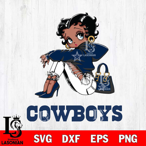 Dallas Cowboys Betty Boop Black Fan Girl Svg Eps Dxf Png File, Digital Download, Instant Download