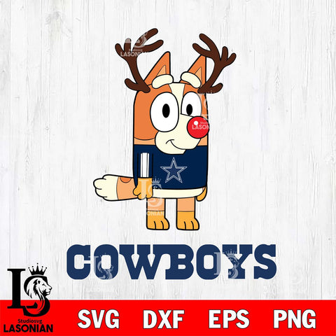 Dallas Cowboys Bluey Chilli Christmas Deer Svg Eps Dxf Png File, Digital Download