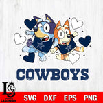 Dallas Cowboys Bluey Chilli Heart NFL Svg Eps Dxf Png File, Digital Download, Instant Download