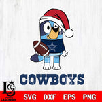 Dallas Cowboys Bluey Christmas Svg Eps Dxf Png File, Digital Download