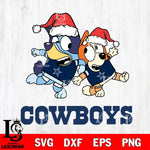 Dallas Cowboys Bluey Christmas Holiday Svg Eps Dxf Png File, Digital Download