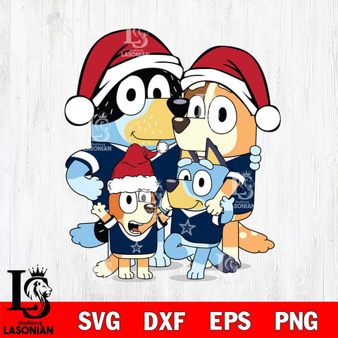 Dallas Cowboys Bluey Family Christmas Svg Eps Dxf Png File, Digital Download, Instant Download