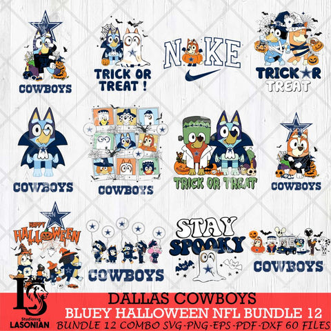 Dallas Cowboys Bluey Halloween 12 SVG Svg Eps Dxf Png File, Digital Download, Instant Download