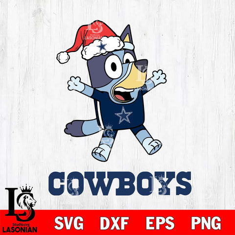 Dallas Cowboys Bluey Happy Christmas Svg Eps Dxf Png File, Digital Download