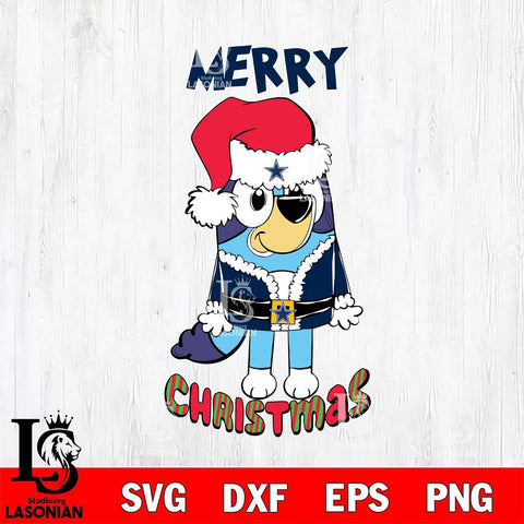 Dallas Cowboys Bluey Merry Christmas Bluey Santa Claus Svg Eps Dxf Png File, Digital Download