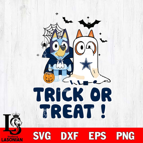 Dallas Cowboys Bluey Trick or Treat Halloween Svg Eps Dxf Png File, Digital Download, Instant Download