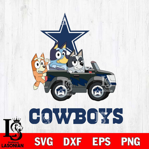 Dallas Cowboys Bluey friends car Svg Eps Dxf Png File, NFL svg, Digital Download, Instant Download