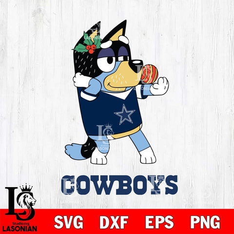 Dallas Cowboys Christmas Bluey Bandit Heeler Svg Eps Dxf Png File,Cut Svg Files, Digital File, Sublimation