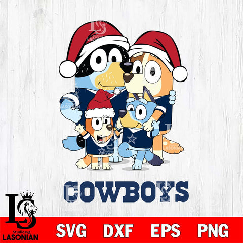 Dallas Cowboys Christmas Bluey Family Sport Svg Eps Dxf Png File,Cut Svg Files, Digital File, Sublimation