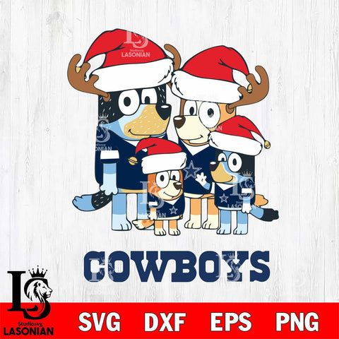 Dallas Cowboys Christmas Bluey Santa Family Svg Eps Dxf Png File,Cut Svg Files, Digital File, Sublimation