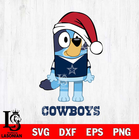 Dallas Cowboys Christmas Bluey Sport Svg Eps Dxf Png File,Cut Svg Files, Digital File, Sublimation