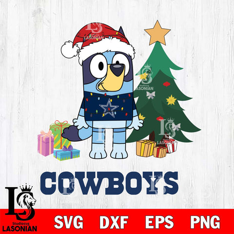 Dallas Cowboys Christmas Bluey Tree Sport Svg Eps Dxf Png File,Cut Svg Files, Digital File, Sublimation