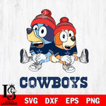 Dallas Cowboys Christmas Bluey & Bingo Sit Svg Eps Dxf Png File,Cut Svg Files, Digital File, Sublimation