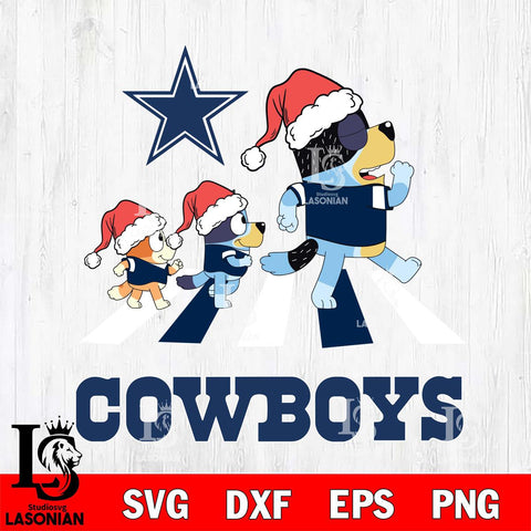 Dallas Cowboys Christmas Family Bluey Walking Svg Eps Dxf Png File,Cut Svg Files, Digital File, Sublimation