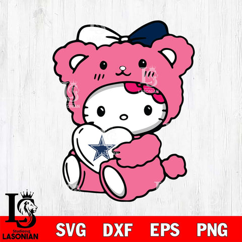 Dallas Cowboys Cute Hello Kitty 3 Svg Eps Dxf Png File, Digital Download, Instant Download