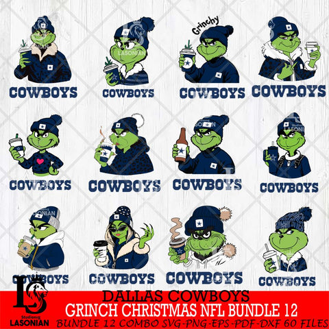 Dallas Cowboys Grinch Christmas NFL Bundle 12 Svg Eps Dxf Png File,Cricut svg files, Digital Download, Instant Download