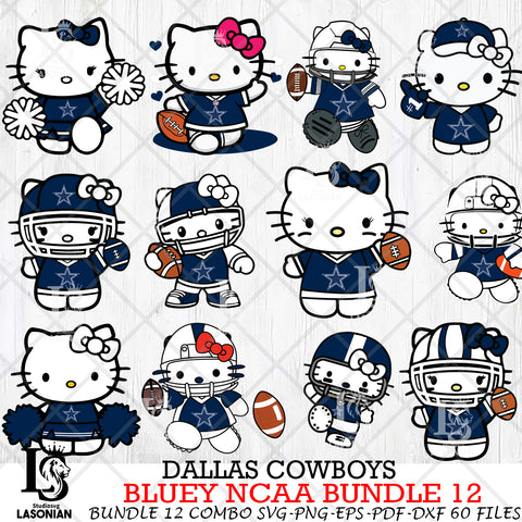 Dallas Cowboys Hello Kitty NFL Bundle 12 Svg Eps Dxf Png File, Digital Download, Instant Download