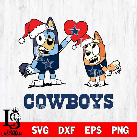 Dallas Cowboys Love Bluey Christmas Svg Eps Dxf Png File, Digital Download