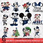 Dallas Cowboys MICKEY CHRISTMAS NFL Bundle 12 Svg Eps Dxf Png File, Digital Download, Instant Download