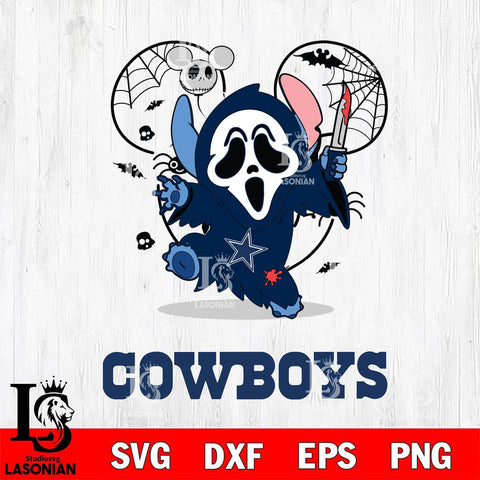 Dallas Cowboys Stitch Ghost Face Halloween 2 Svg Eps Dxf Png File, Digital Download, Instant Download