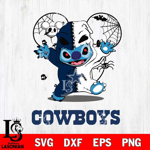 Dallas Cowboys Stitch Horror Halloween 2 Svg Eps Dxf Png File, Digital Download, Instant Download